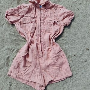 Kids Pink Button-Up Romper